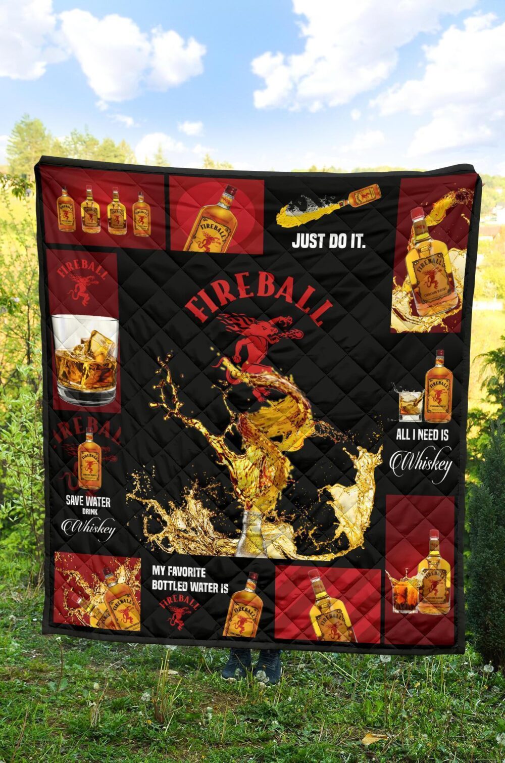 Fireball Cinnamon Quilt Blanket All I Need Is Whisky Gift Idea
