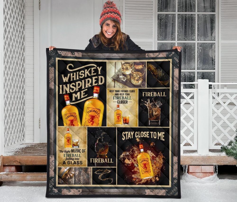 Fireball Quilt Blanket Whiskey Inspired Me Funny Gift Idea