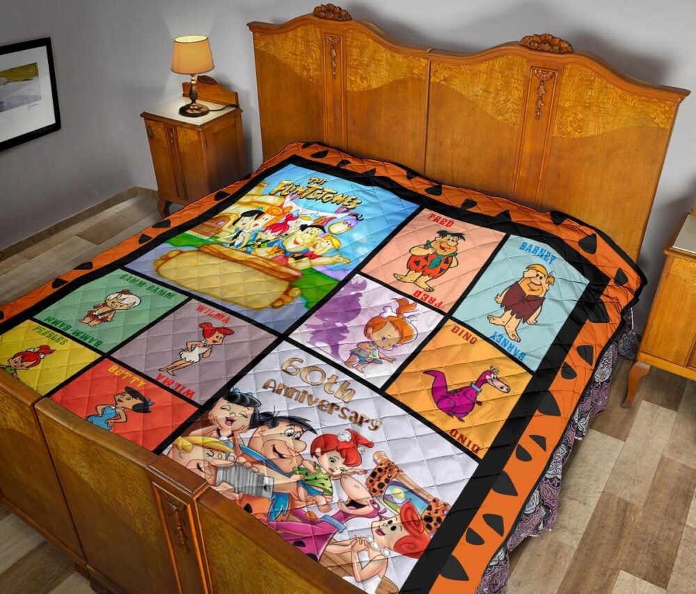 Flintstone 60th Anniversary Quilt Blanket Cartoon Fan Gift