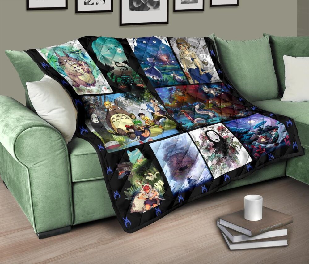 Ghibi Characters Quilt Blanket Anime Fan Gift Idea
