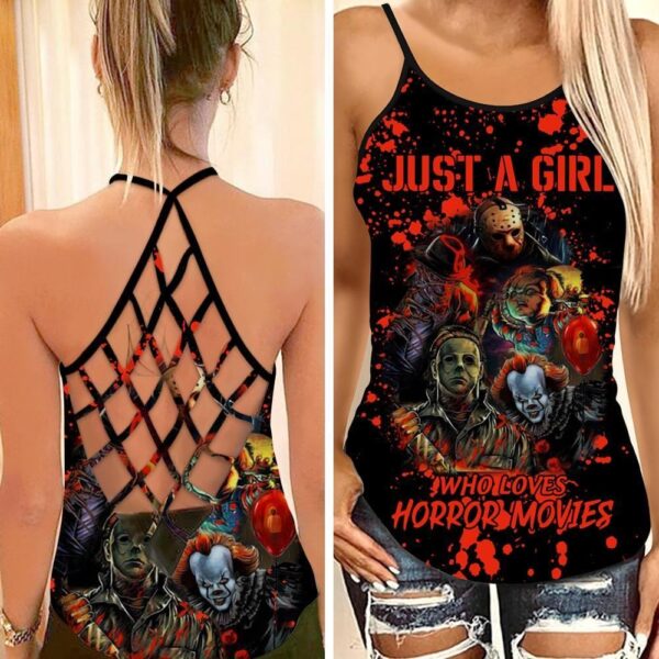 Girl Who Loves Horror Movies Criss Cross Tank Top CT1001