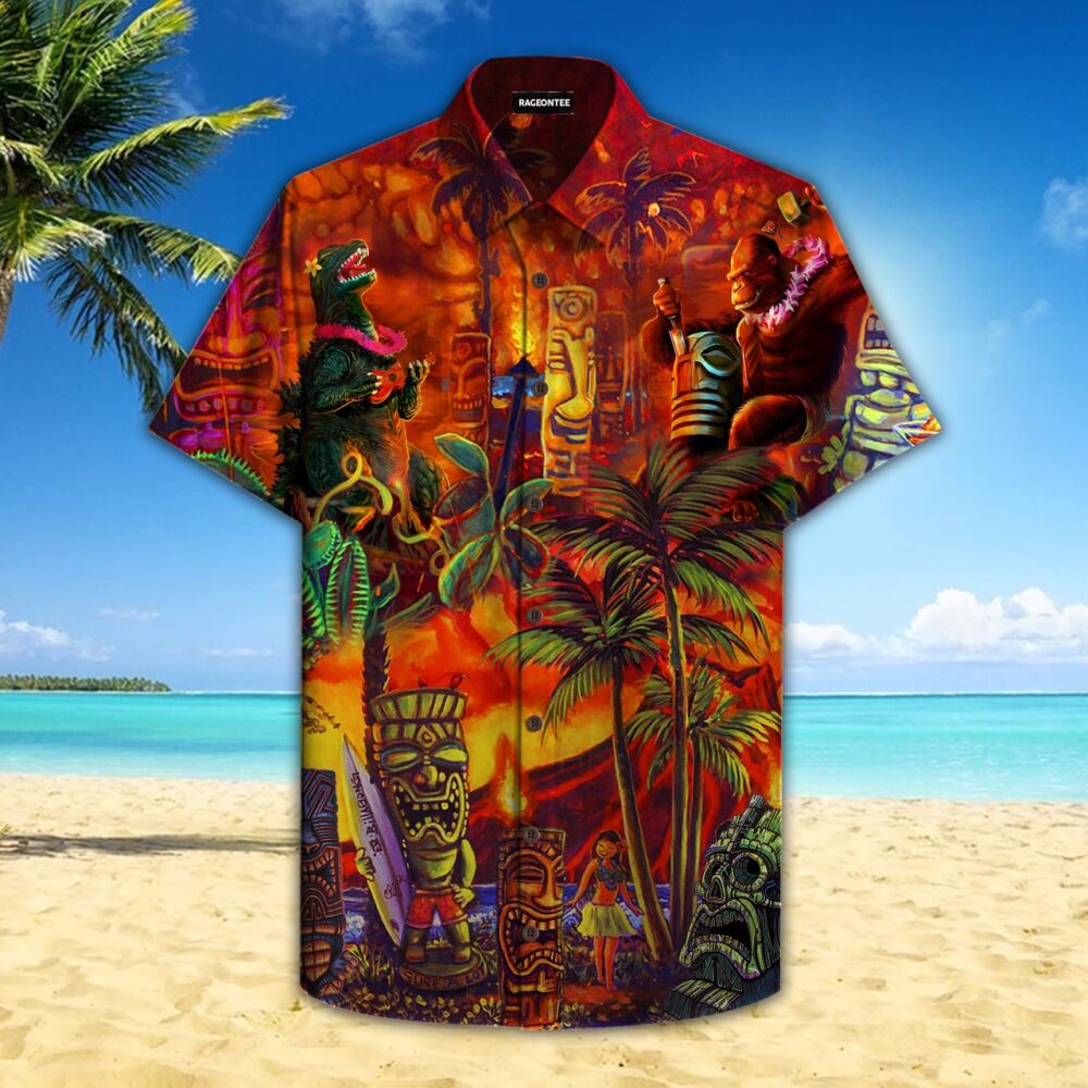 God And King Of Monsters Custom Button Up Hawaiian Shirt