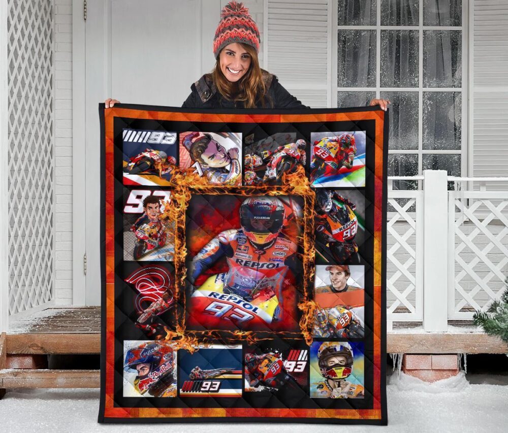 Grand Pix Marc Marquez Quilt Blanket MotoGP Fan Gift Idea