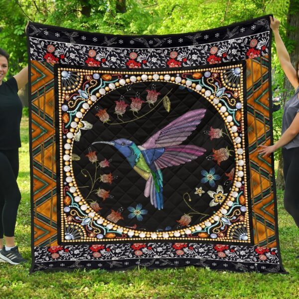 Graphic Art Humming Bird Quilt Blanket Gift Idea