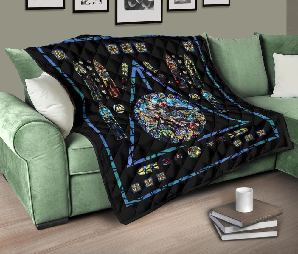 Harry Potter Stain Glass Style Quilt Blanket Fan Gift Idea