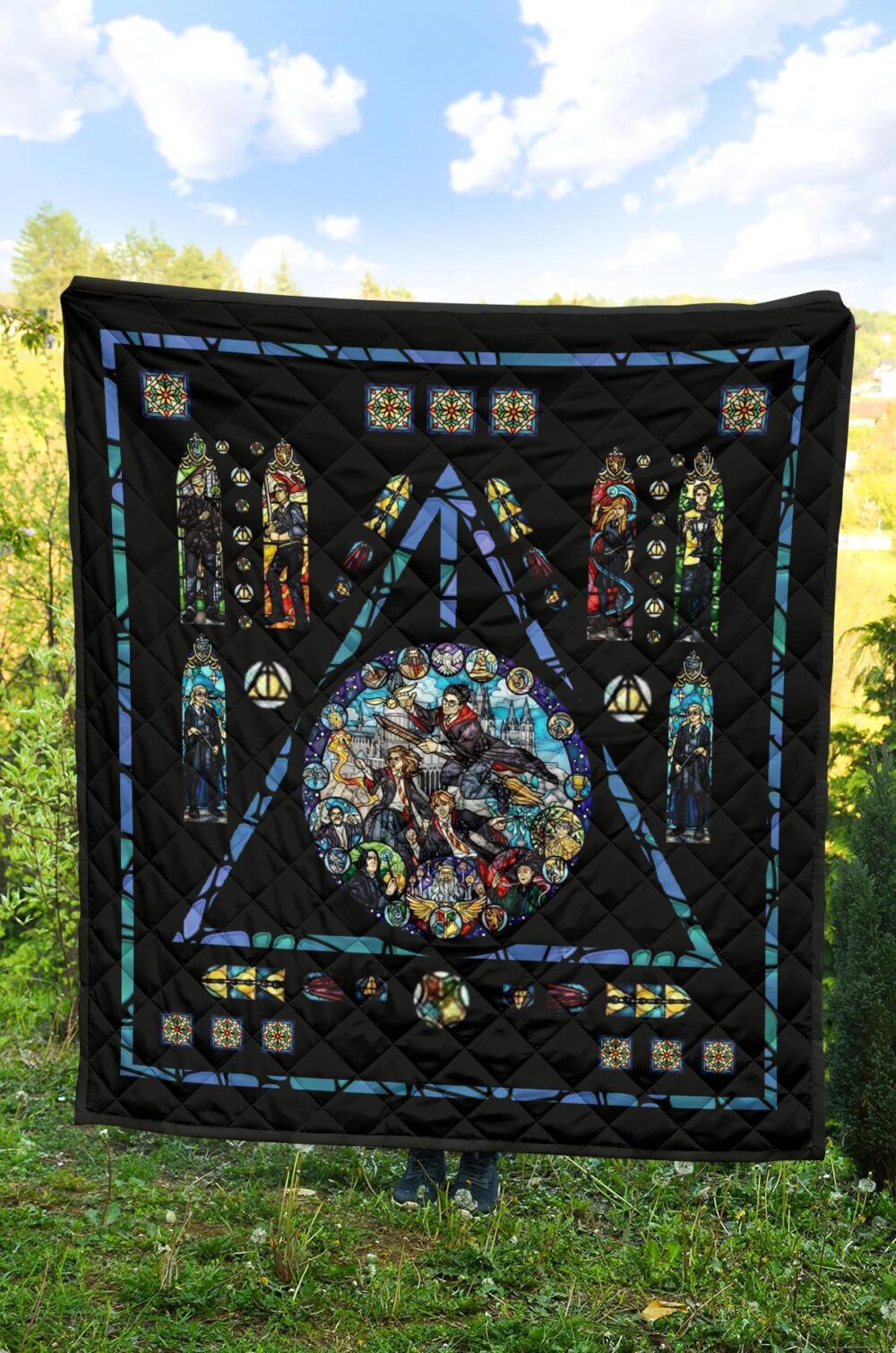 Harry Potter Stain Glass Style Quilt Blanket Fan Gift Idea