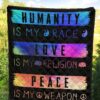 humanity is my race love and peace hippie quilt blanket gift idea j6g4s