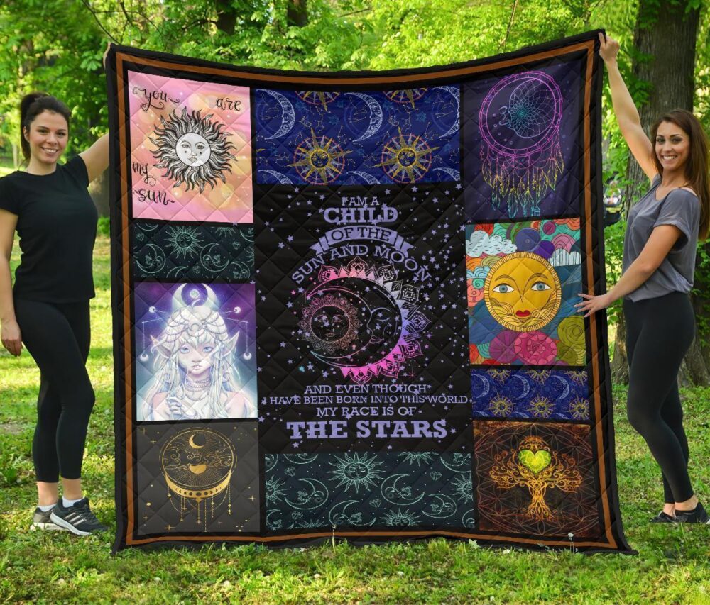 I Am A Child Of Sun And Moon Quilt Blanket Gift Idea