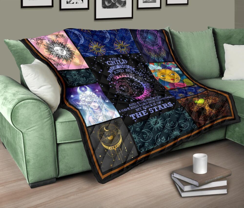 I Am A Child Of Sun And Moon Quilt Blanket Gift Idea