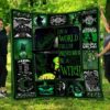 in a world full of princesses be a witch green halloween quilt blanket ckk3j