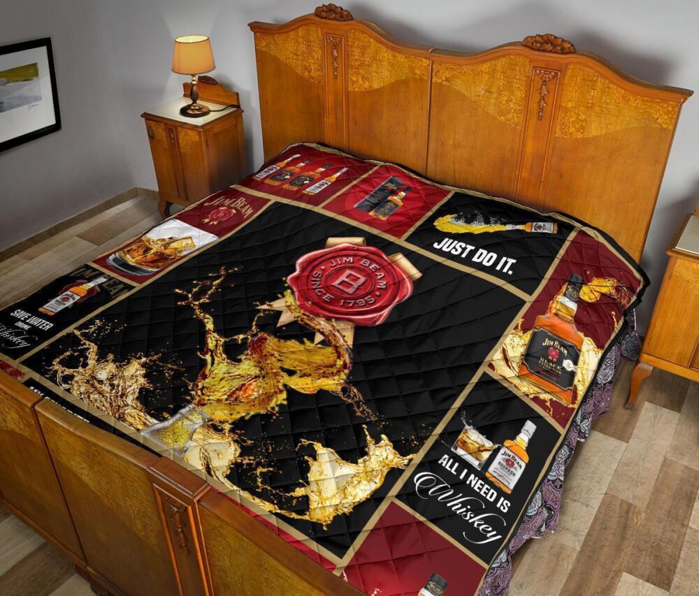 Jim Beam Quilt Blanket All I Need Is Whisky Gift Idea