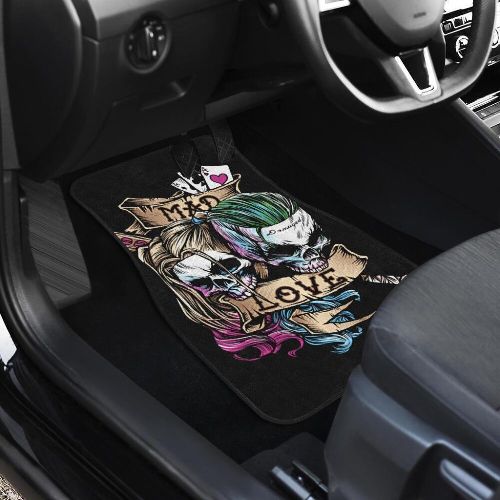 Joker and Harley Quinn Skull Car Floor Mats Movie Fan Gift