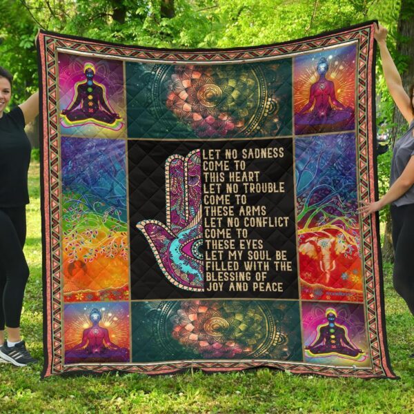Let No Sadness Come To This Heart Yoga Quilt Blanket Gift Idea