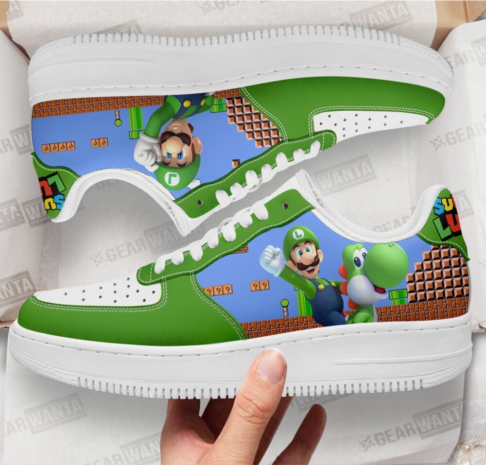 Luigi Super Mario Sneakers Custom For Gamer Shoes