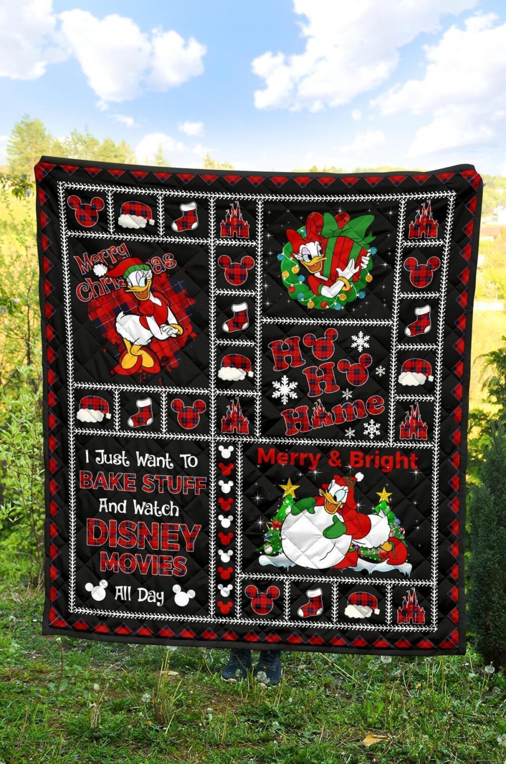 Merry Christmas Daisy Duck Quilt Blanket Xmas Gift DN Fan