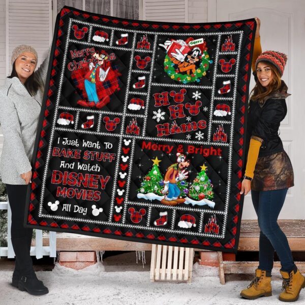 Merry Christmas Goofy Quilt Blanket Xmas Gift DN Fan
