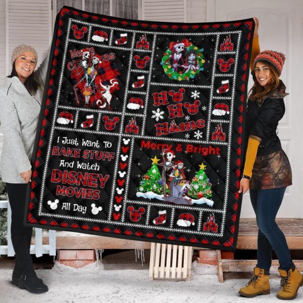 Merry Christmas Jack & Sally Quilt Blanket Xmas Gift