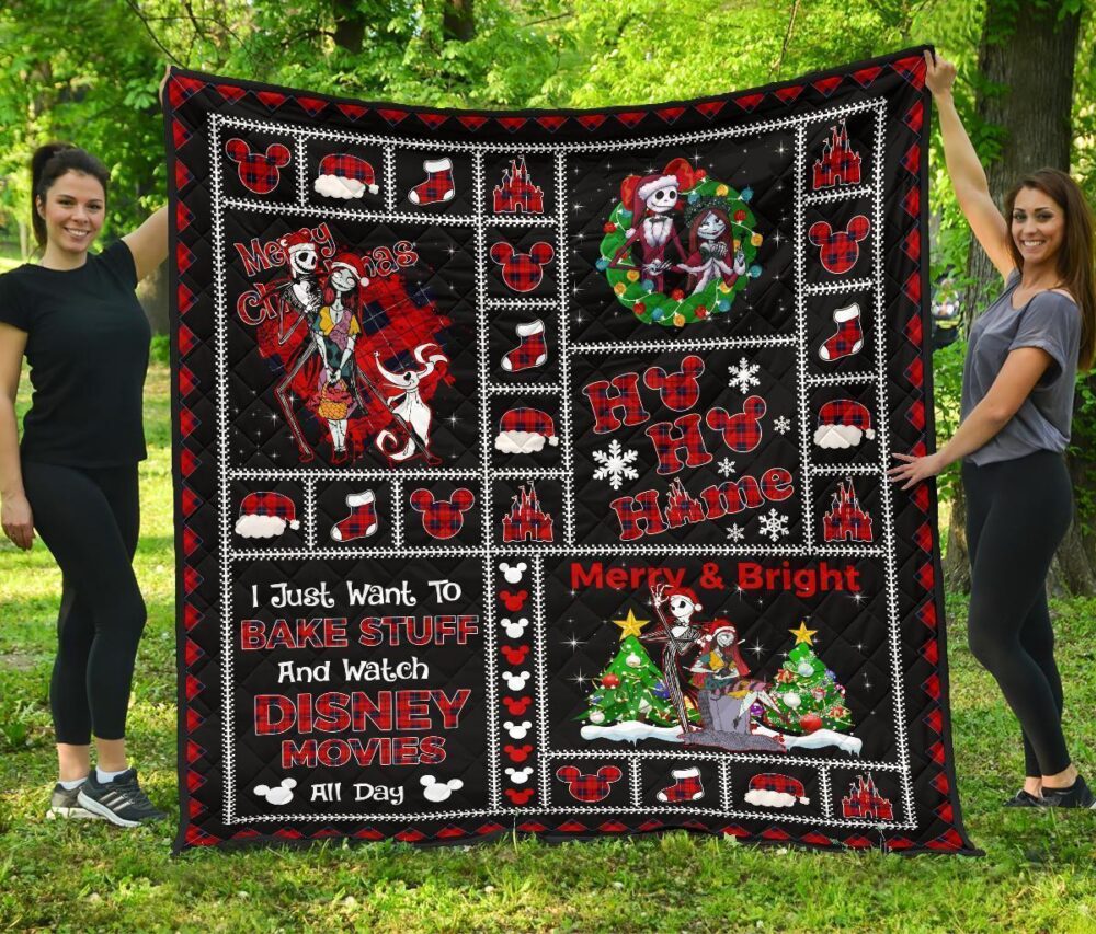Merry Christmas Jack & Sally Quilt Blanket Xmas Gift