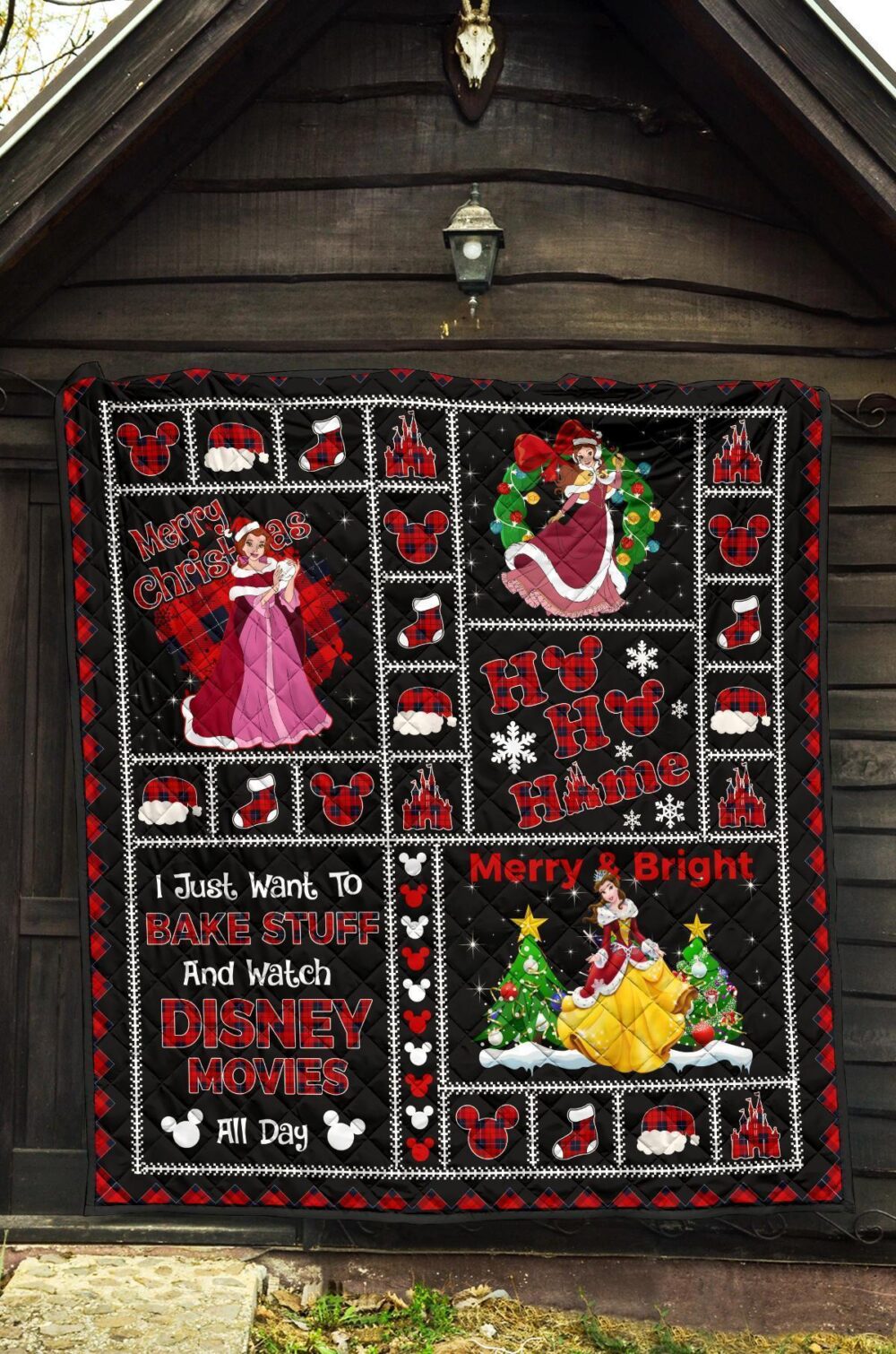 Merry Christmas Princess Belle Quilt Blanket Xmas Gift DN Fan