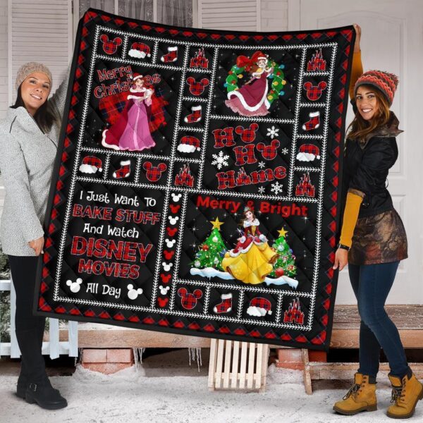 Merry Christmas Princess Belle Quilt Blanket Xmas Gift DN Fan