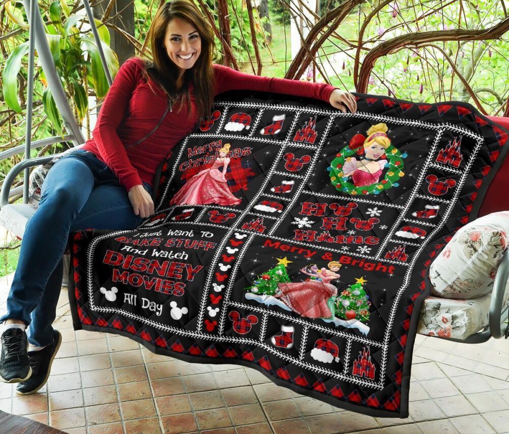 Merry Christmas Princess Cinderella Quilt Blanket Xmas Gift