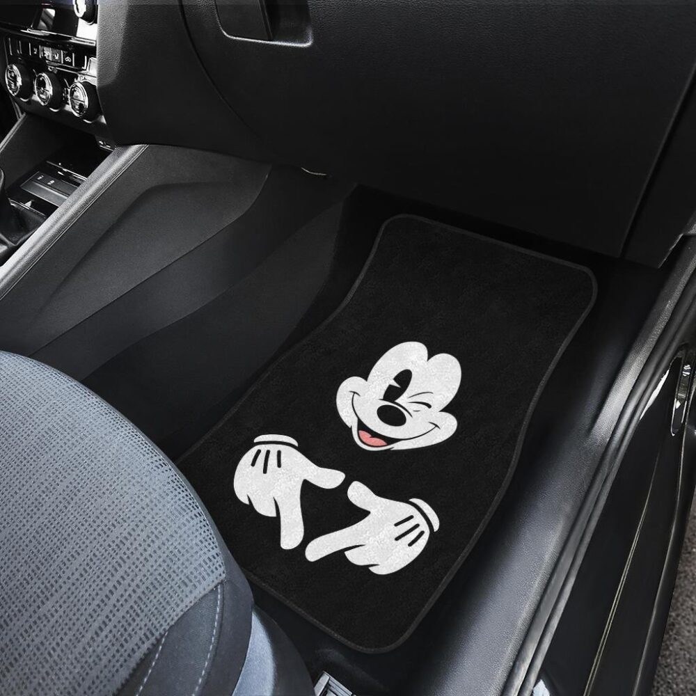 Mice Love Hand Sign Black & White Mickey Mouse Car Floor Mats MKCFM03