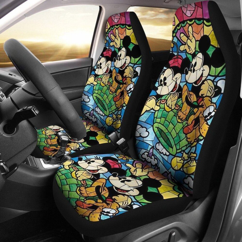 Mickey & Minnie Mosaic Art Car Seat Covers Cartoon MKCSC27