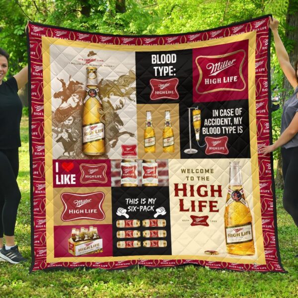 Miller High Life Quilt Blanket Funny Gift For Beer Lover