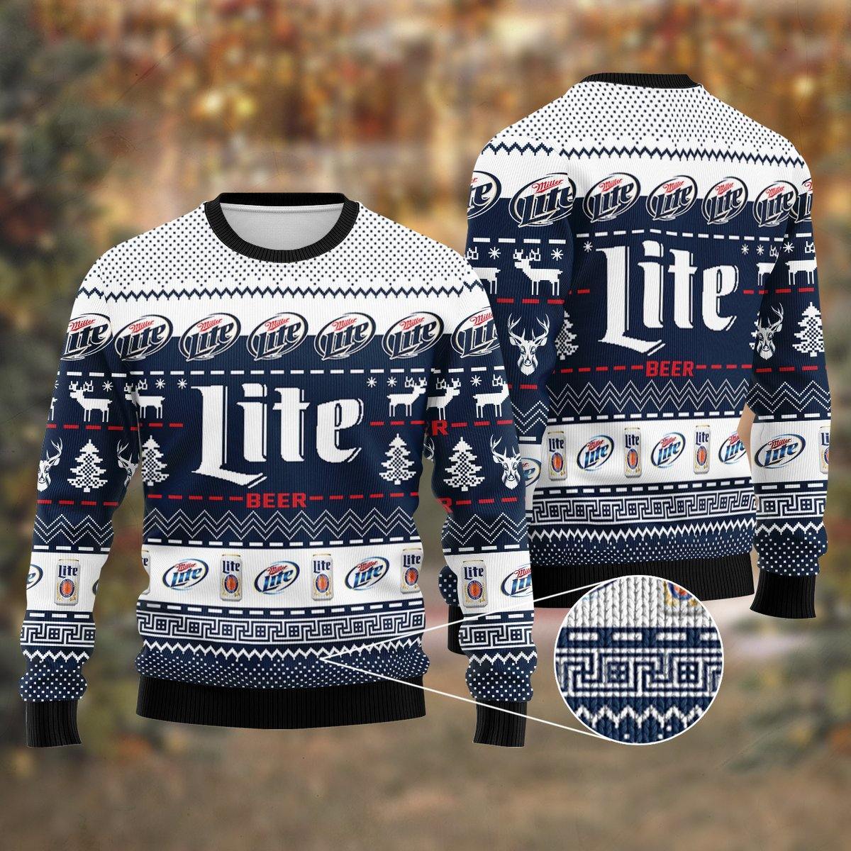 Miller Lite Ugly Christmas Sweater Amazing Gift Idea Thanksgiving Gift