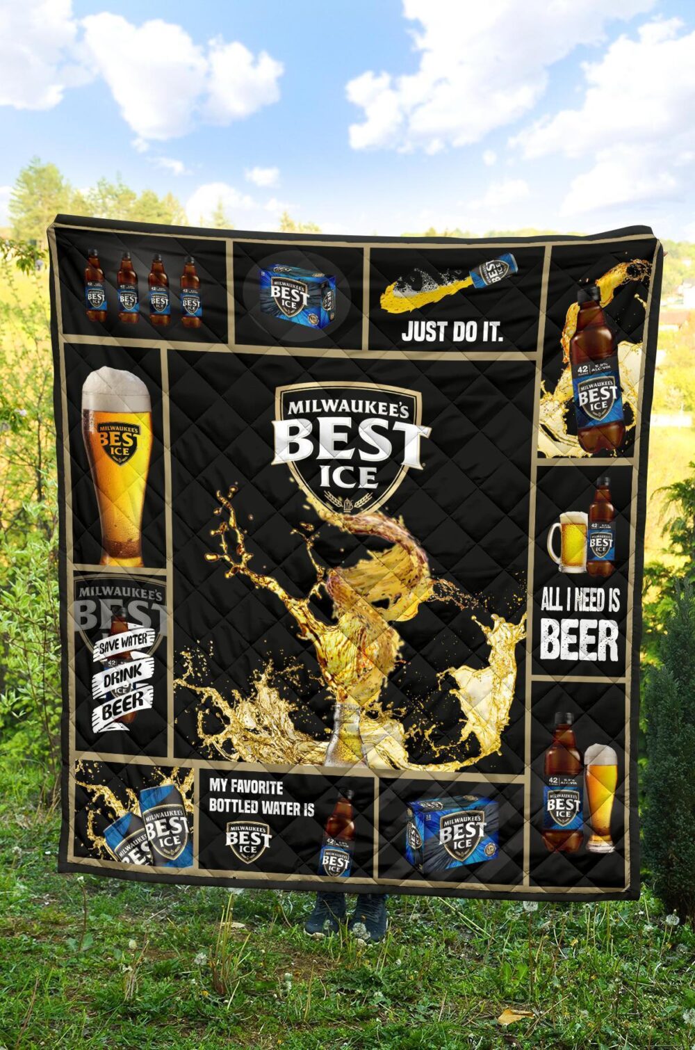 Mil’s Best Ice Quilt Blanket All I Need Is Beer Gift Idea