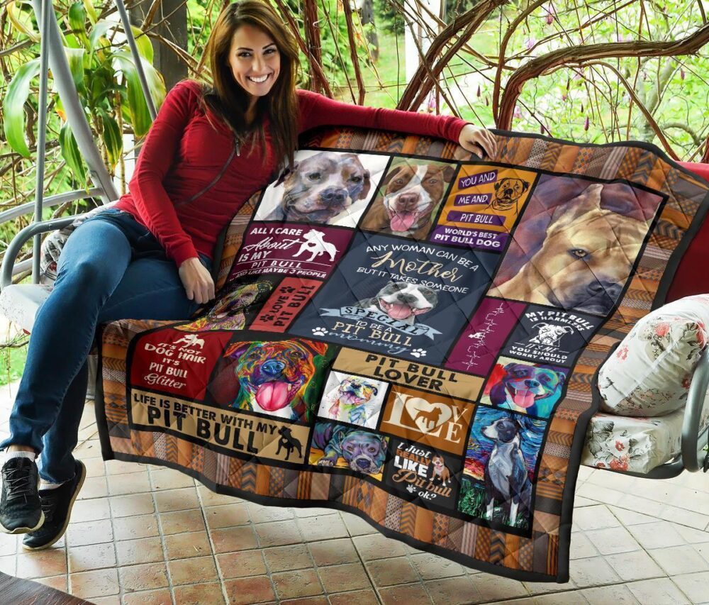 Mommy Pit Bull Quilt Blanket