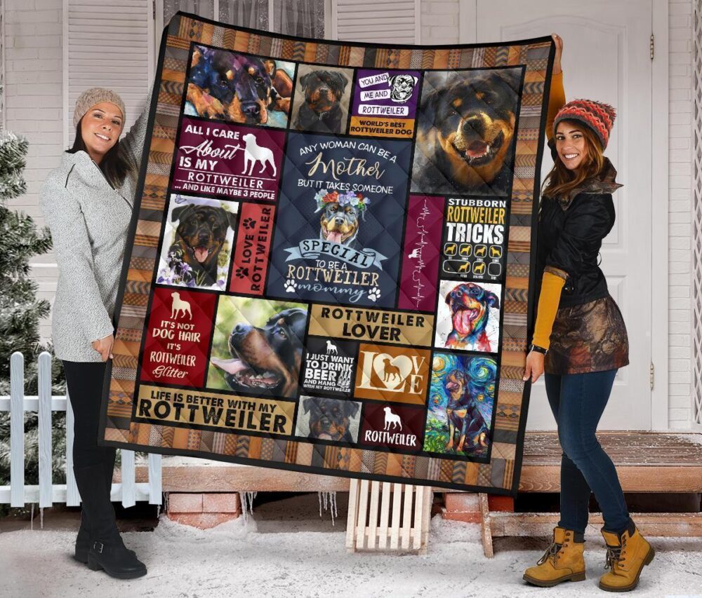 Mommy Rottweiler Quilt Blanket