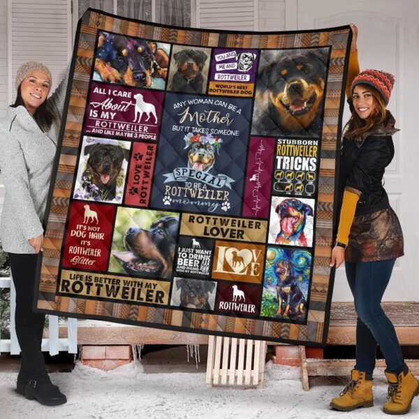 Mommy Rottweiler Quilt Blanket
