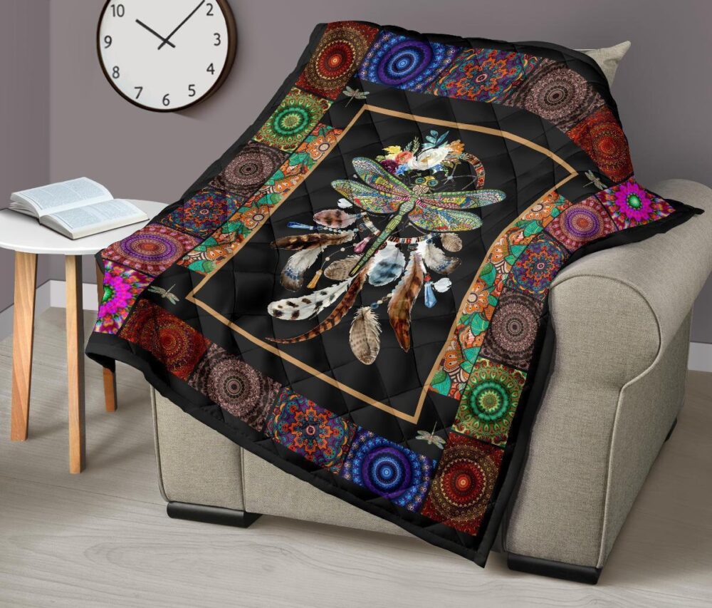 Native Dragonfly Dreamcatcher Quilt Blanket Bedding Decor Idea
