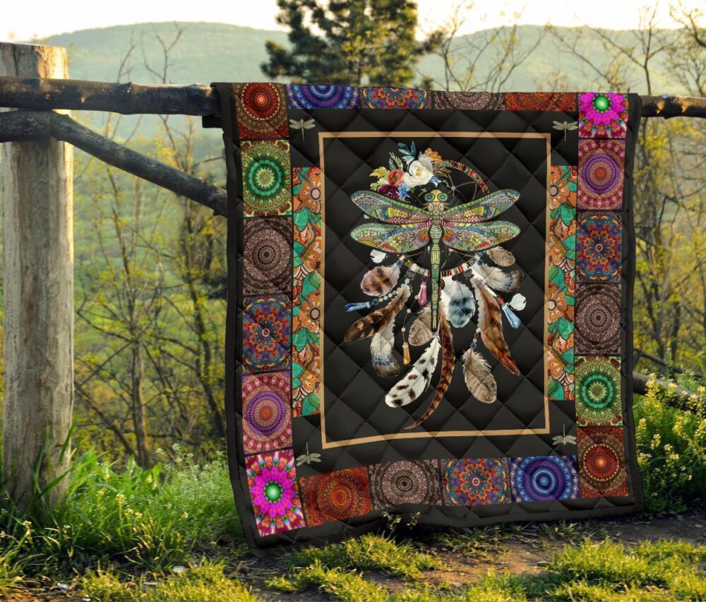 Native Dragonfly Dreamcatcher Quilt Blanket Bedding Decor Idea