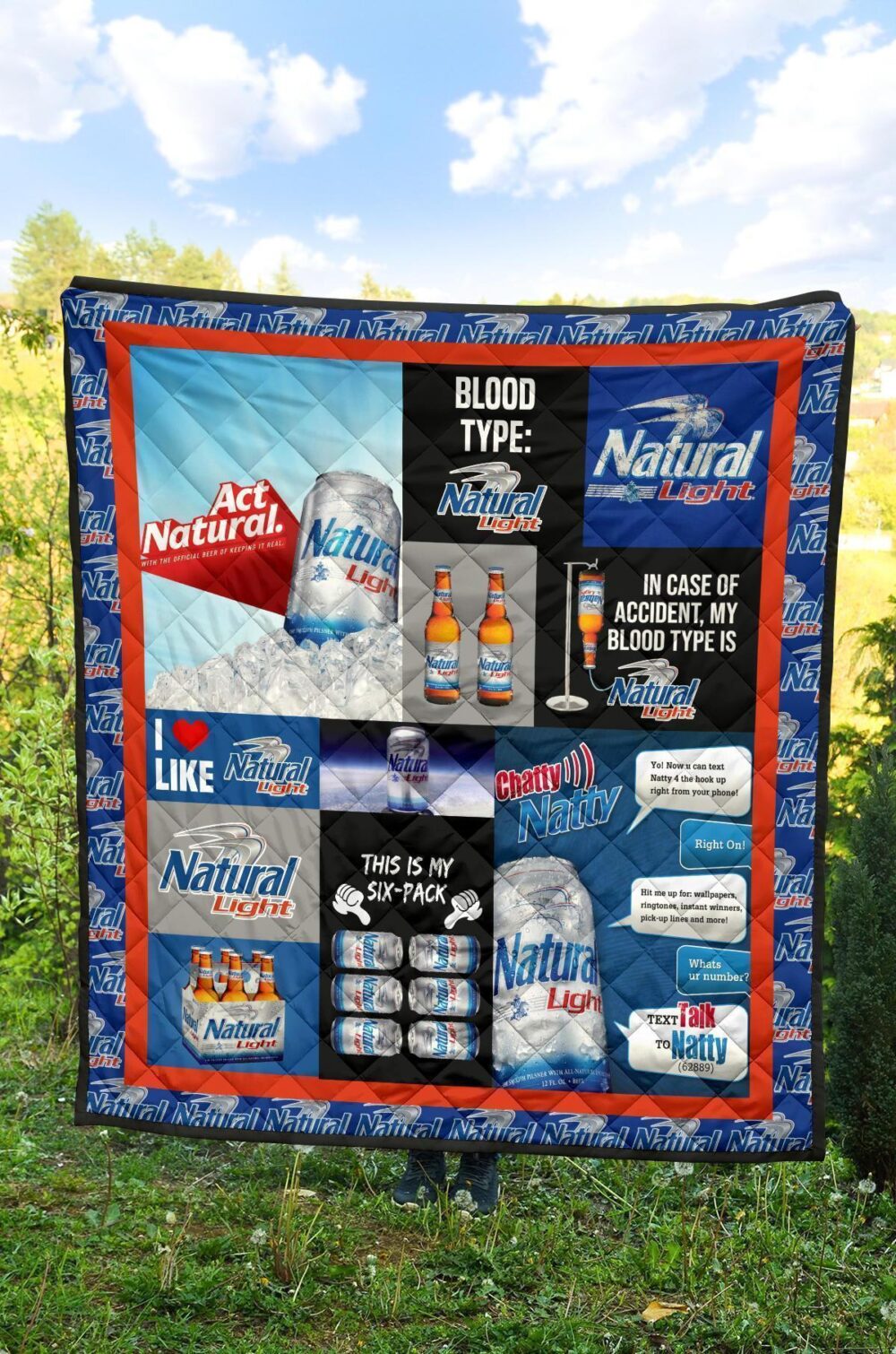 Natural Light Quilt Blanket Funny Gift For Beer Lover