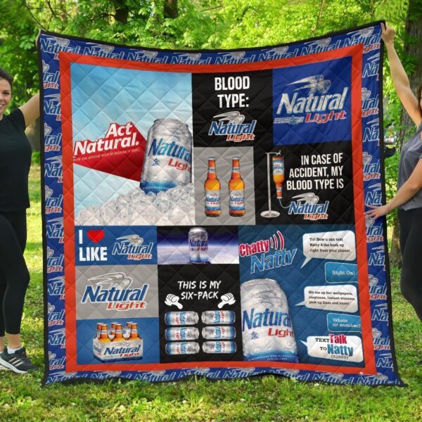 Natural Light Quilt Blanket Funny Gift For Beer Lover