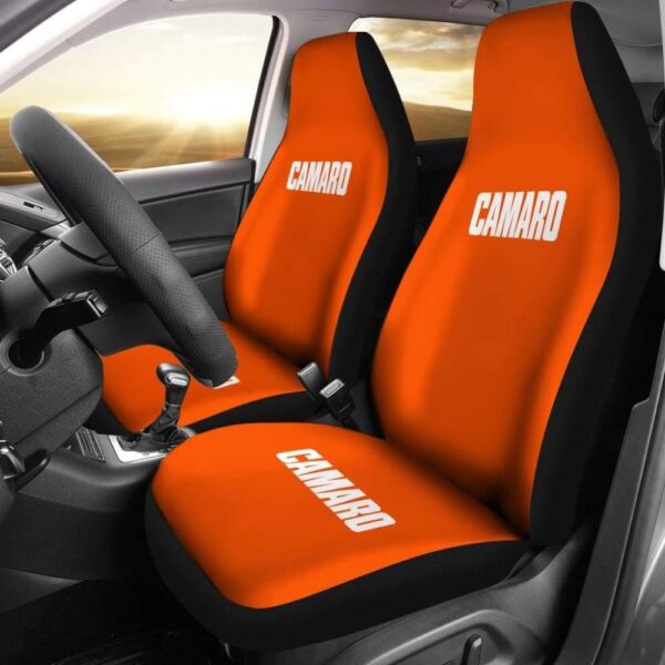Orange Camaro White Letter Custom Car Seat Covers