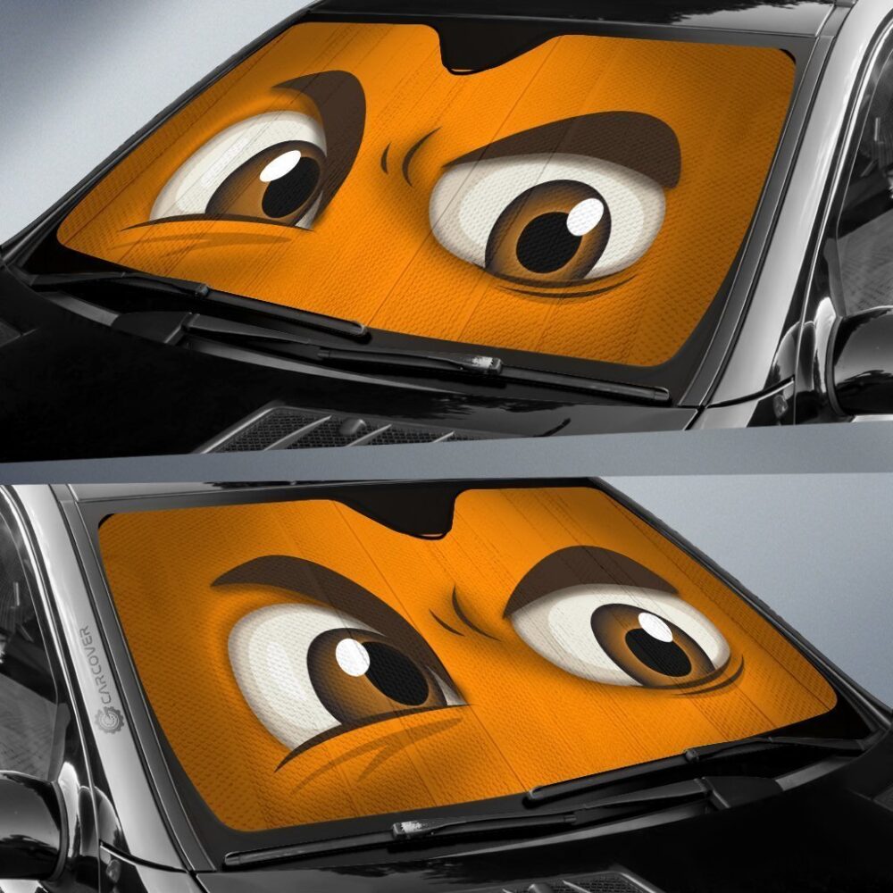 Orange Challenging Cartoon Eyes Car Sunshade Custom Funny Car Accessories Gifts Idea