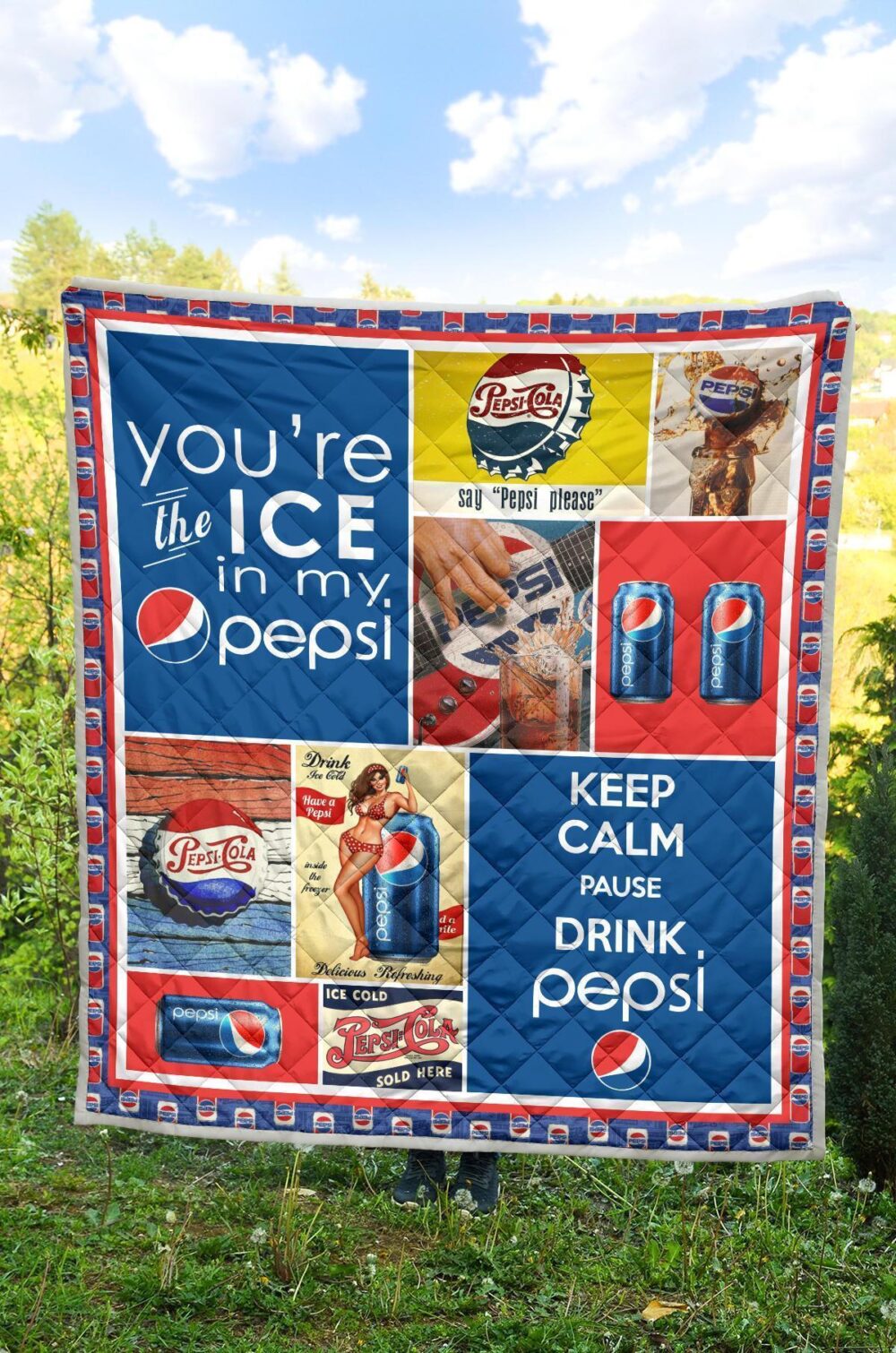 Pepsi Quilt Blanket Funny Gift For Soft Drink Lover