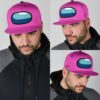 pink crewmate snapback hat among us gift idea rewbq