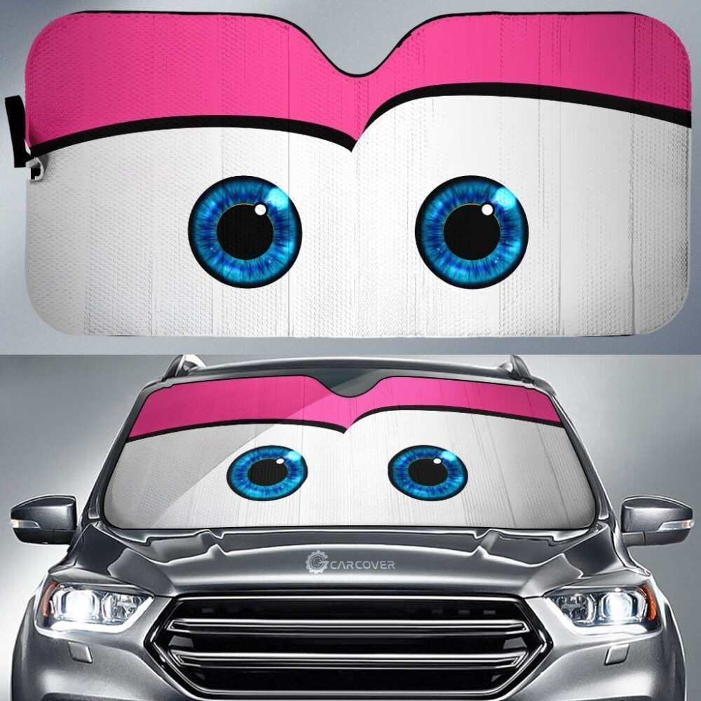 Pink Cute Cartoon Eyes Car Sunshade Custom Funny Car Accessories Gifts Idea