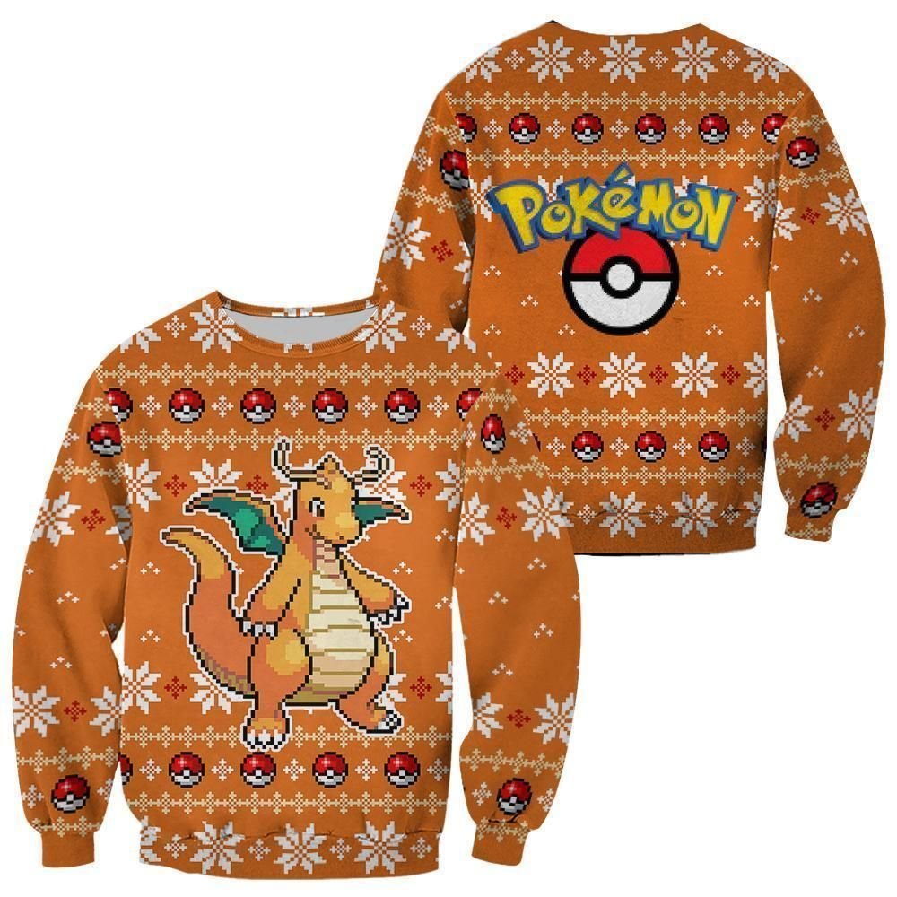 Pokemon Dragonite Ugly Christmas Sweater Custom Sweatshirt Apparel