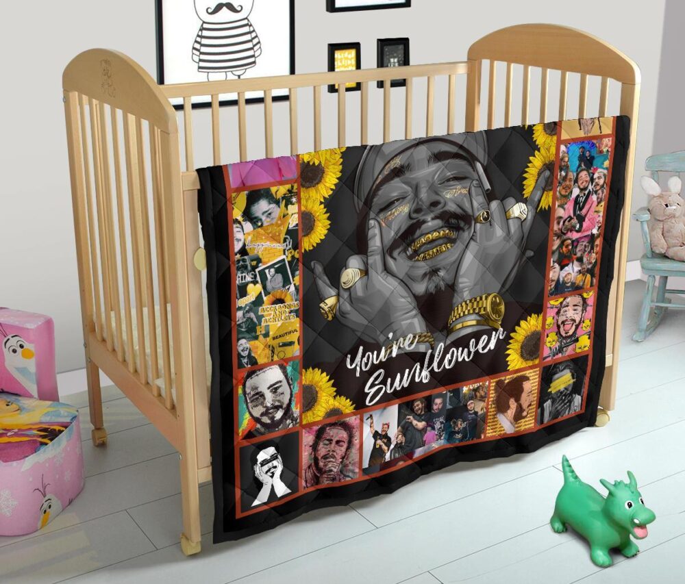 Post Malone Quilt Blanket You Are Sunflower Fan Gift Idea