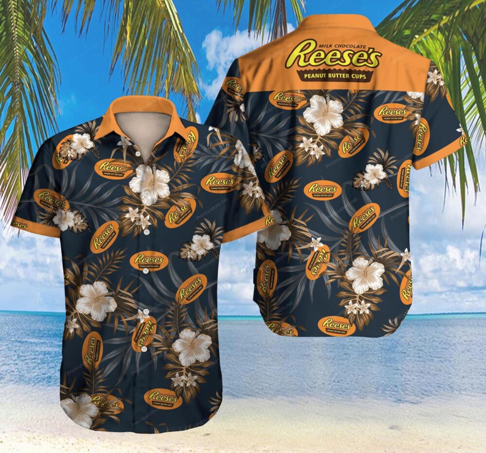 Reeses Peanut Summer Custom Button Up Hawaiian Shirt