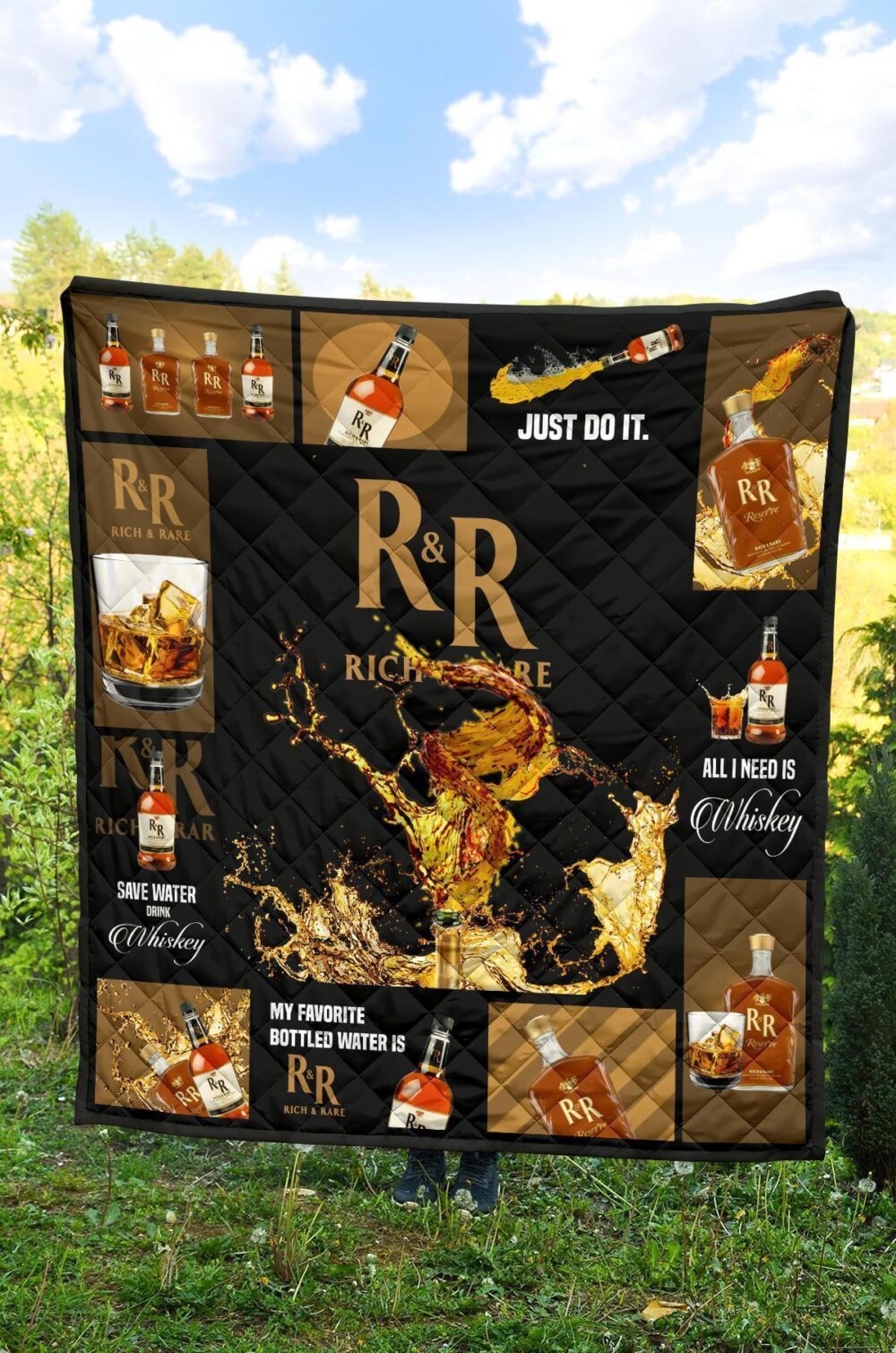 Rick And Rare Quilt Blanket All I Need Is Whiskey Funny Gift