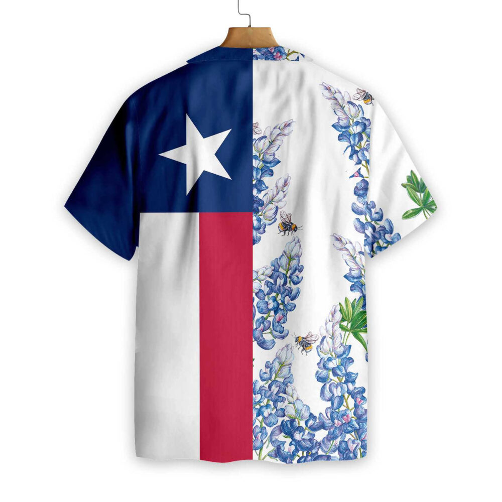 Royal Blue Bluebonnet Texas Custom Hawaii Shirt | Floral Texas Flag Shirt Vertical Version Italic Star