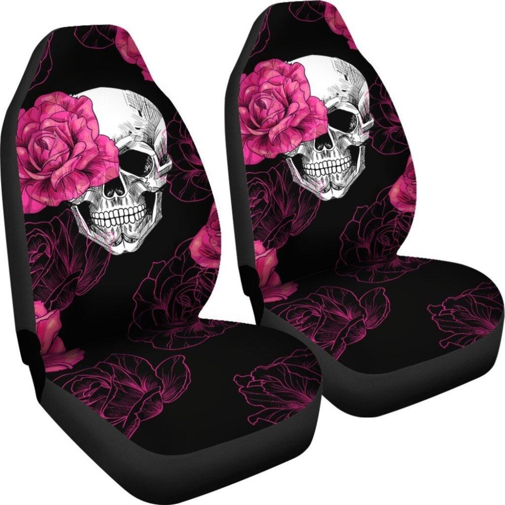 Skull Car Seat Covers | Pink Flower Skull Car Seat Covers Amazing Gift Ideas