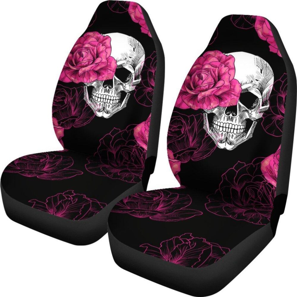 Skull Car Seat Covers | Pink Flower Skull Car Seat Covers Amazing Gift Ideas