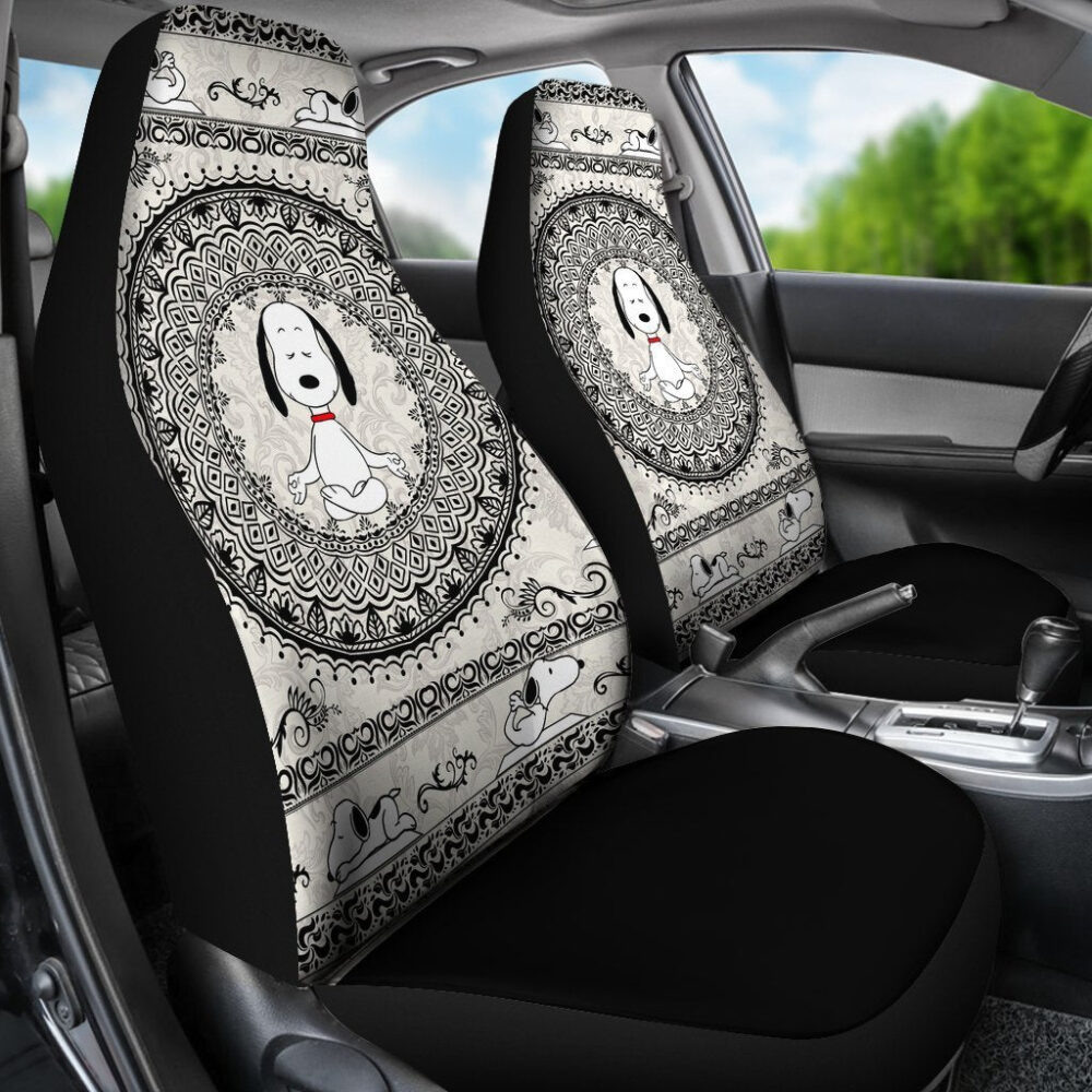 Snoopy Car Seat Covers | Yoga Snoopy Art Design Car Seat Covers